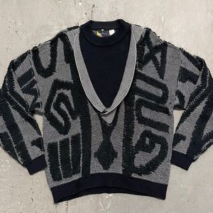 Men’s Vintage International Index mock neck layered look sweater. Size L.